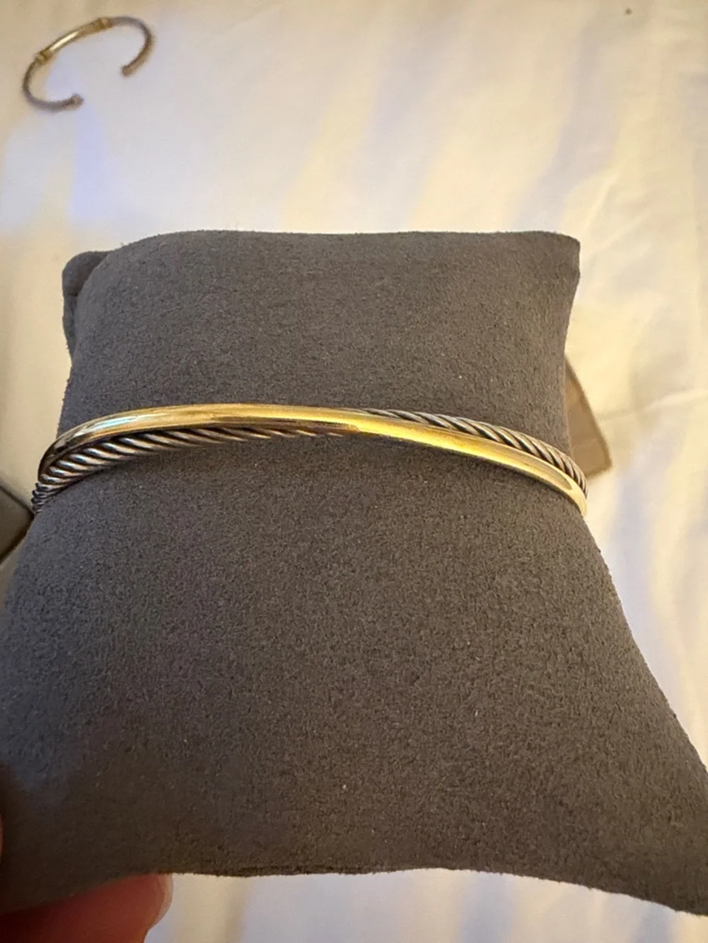 David Yurman Two-Tone Cable Bracelet in Gold and Silver - Picture 3 of 8